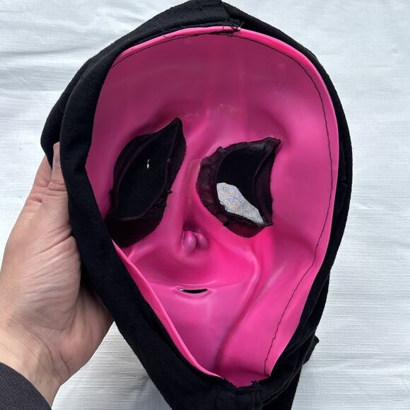 Scream Ghostface Pink Fluorescent Fun World Div Scary Rare Mask Cloth vintage - Picture 9 of 11